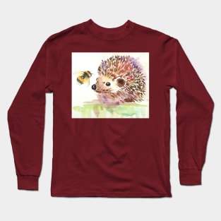 Cute little Hedgehog and a bumble bee Long Sleeve T-Shirt